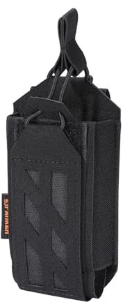 EXCELLENT ELITE SPANKER Tactical Molle Radio Pouch Nylon Adjustable Walkie Talkie with Elastic Cord Radio Holster for Police Security Rescue(BLK)
