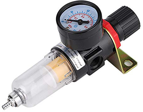 1/4 Inch Air Compressor Filter, Water Oil Separator with Pressure Gauge, Metal Regulator Water Pressure Moisture Trap Separator Cleaner Tool for Air Compressor