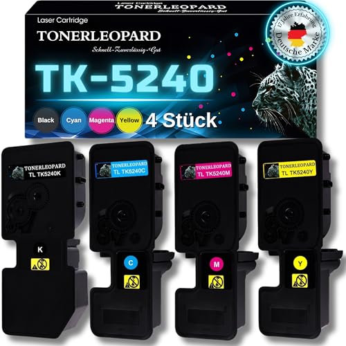 TONERLEOPARD 4er Set TK5240 / TK-5240 - Kompatible Toner für Kyocera ECOSYS M5526cdw, M5526cdn, P5026cdw, P5026cdn - TK-5240K, TK-5240C, TK-5240M, TK-5240Y - Schwarz, Cyan, Magenta, Yellow