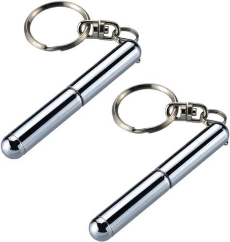 2Pcs Retractable mini pen made of stainless steel Metal Tool Pen Retractable pocket pen keychain Dad gadgets, birthday, Christmas for Office Staff, Construction Workers Car Keychains,Pens and Refills