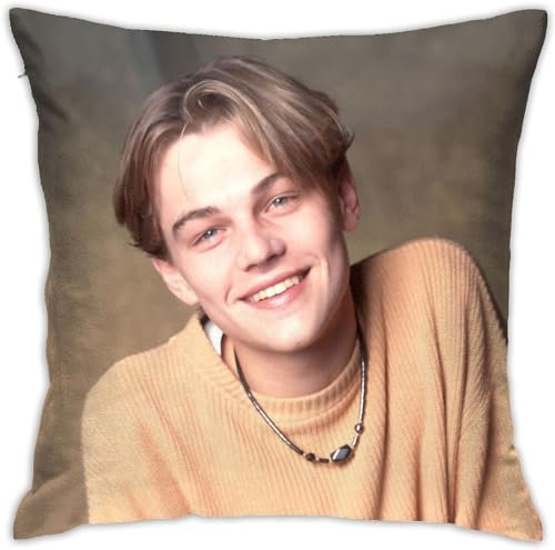 Quadratischer Kissenbezug, Leonardo-Bezug Dicaprio, dekorativer Sofakissenbezug, 45,7 x 45,7 cm
