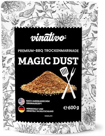 vinativo Magic Dust BBQ-Rub – 600g – Marinade für Fleisch – zum Grillen – Magic Dust 600g – BBQ Gewürz – Rub für Spareribs