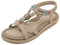 Meik Mangni Sandales Mode Femme Bohême Plates été Sandales Confortable Bout Ouvert Sandales de Marche,Beige,Taille:41 EU