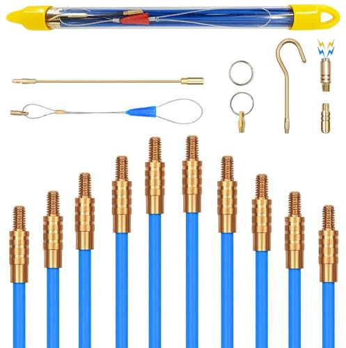 Guia Pasacables Profesional,4MM 33CM 10 Varillas de Guia Pasacables, 4MM 30M TOOSOAR Dispositivo para Tirar Cables