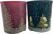 khevga Windlicht Weihnachten Winter aus Glas im Set Schwarz Weiß Gold Silber (Blau_Rot_Tanne, 3er Set)