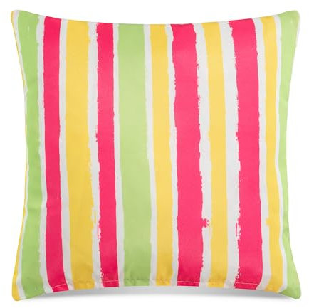 Hochwertige Wetterfeste Outdoor-Kissen mit Füllung und Reißverschluss - Wasserabweisend, Pflegeleicht, UV-beständig - In Verschiedenen Größen und Farben (Tropical Streifen, 45x45 cm)