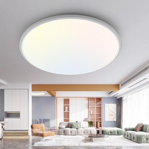 slochi Deckenlampe LED Deckenleuchte Flach 36W, Ø40CM, 3Farben 3000K/4000K/6500K, IP44 Badlampe, 4200LM Modern LED Lampe Decke Küchenlampe für küche Badezimmer Schlafzimmer Flur Wohnzimmer, Weiß