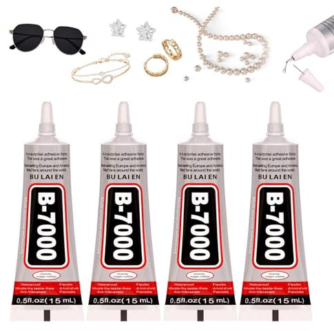 B7000 Super Glue, 4Pcs × 15ml Strong Glue Transparent Paste Adhesive Multi-Function Repair Glues for Phone Jewelry Fabric Glass Crafts