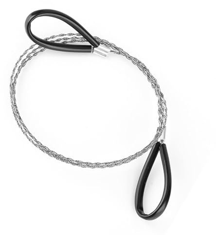 Stainless Steel Wire Saw for PVC Hose,Pipe,Tubing, General Tools Cable Saw 29.53inch Serrated Cutting Cable with Two Handles for Cutting Wood, Plastic, Bone, Rubber