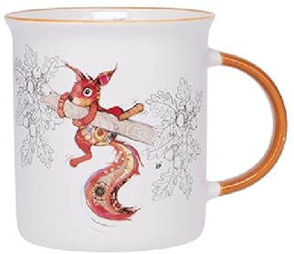 KIUB Mug avec des animaux - motif écureuil sur sa branche - matière porcelaine fine - contenance 320ML