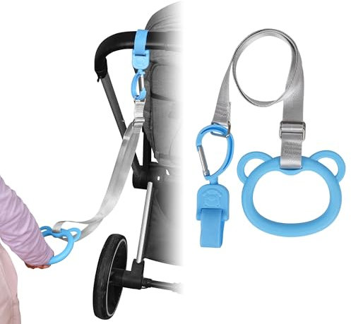 Kinderwagen-Sicherheitsleine für Kleinkinder – Kompatibel mit Kinderwagen, Bollerwagen, Buggy und mehr – Sicherheitsleine hält Kinder unterwegs in der Nähe (verstellbare Seillänge 45-86 cm, Blau)