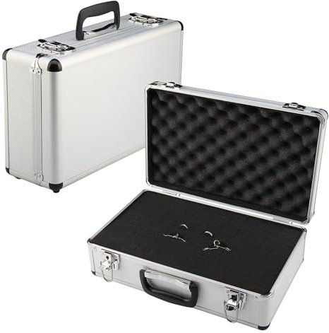 M.J COMFY-LIFE Aluminium Storage Box 400x240x125 mm Flight Case Large Hard Tool Storage Box Lockable Key Camera Storage Case