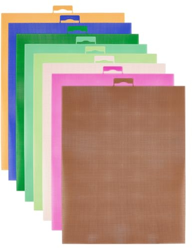 BENECREAT 8 stücke 8 farben kunststoff mesh leinwand, 14CT mesh kunststoff leinwand blätter gemischte farbe kunststoff mesh für stickerei handwerk, kreuz stiching, stricken häkeln garn basteln