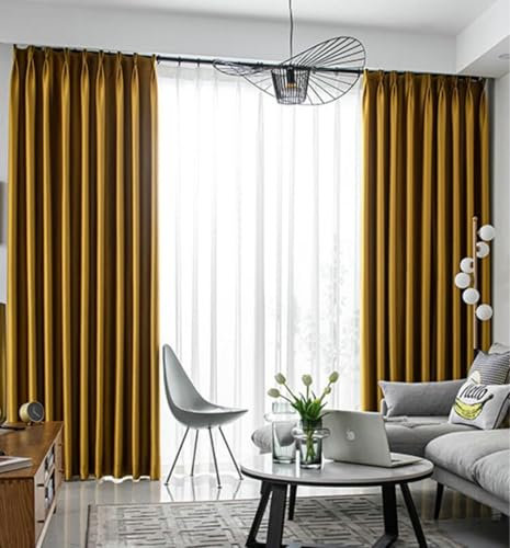 Wycian Lamellenvorhang Abdunkelnde Vorhänge Gelb 2er Pack Unifarbe H160 x B86 cm (2er Pack) Polyester