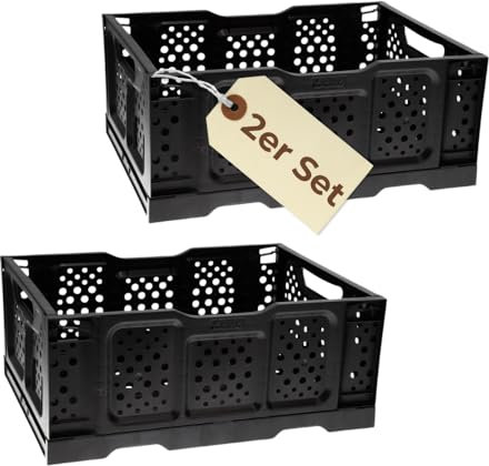 GarPet 2x Klappbox Klappkiste Einkaufskorb faltbar Einkaufkiste klappbar Kiste Stapelbox Stabil Transport Kofferraum Kiste 40 x 30 x17 cm