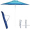 BAKAJI Ombrellone da Mare Spiaggia Giardino con Palo in Acciaio Reclinabile Rivestimento in Tessuto Anti UV Diametro 220 cm con Tracolla Custodia (Ciano)