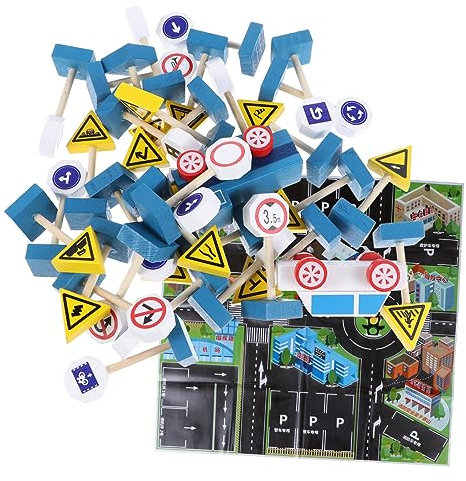 Vaguelly Traffic Signs Toy Boys and Girls Play Educational Roadblock Sign Blocks for Boys Birthday Gifts