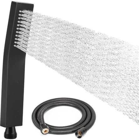 BDHYYM Alcachofa de ducha para ahorro de agua, cuadrada, color negro, con manguera de 1,5 m, 44 boquillas antiobstrucciones, adecuado para baños, inodoros