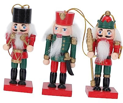VICASKY 3 Stück Nussknacker Anhänger Weihnachtskugeln Dekoration Party Nussknacker Ornamente Groß Mini Heiligabend Zum Aufhängen Feiertags Weihnachtszeit