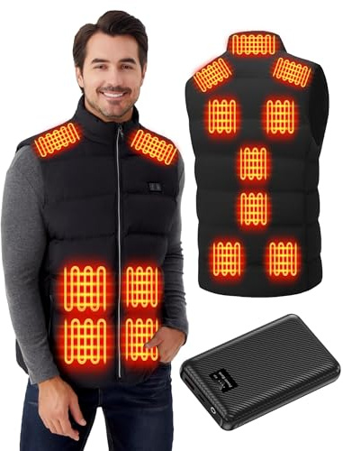 SKYWPOJU Heated Gilet for Men Women: Electric Thermal Heated Jacket with Battery Pack - Unisex Winter Lightweight Heating Vest with 15 Heating Zones for Outdoor Hiking Hunting
