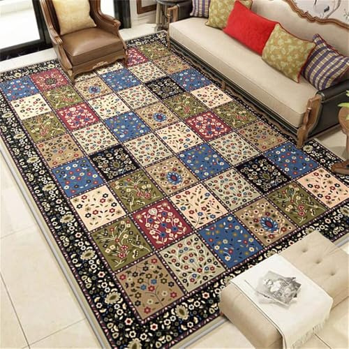 WBDYMX XXL Teppich 160x200CM Camping Eingangsbereich Innen Blau-grüner frischer Blumenteppich. Mehrfarbig pflegeleicht antirutschunterlage verschleißfeste Schalldämmun