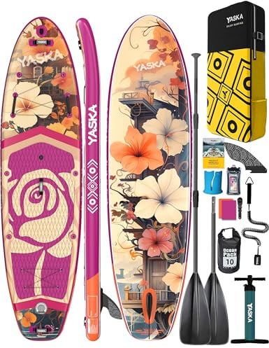 Yaska SUP Gonfiabile Adulti con Tutti gli Accessori e Portabicchiere,335cm Stand up Paddle Gonfiabile per Tutti i Livelli di Abilità,Paddle Board con Capacità di 200kg per 2 Persone