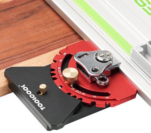 TOOLCOOL Track Saw Square Guide Rail Square 90° to 15° Adjustable Angle | CNC Precision Machined, 11 Preset Stops, Track Saw Accessories, Compatible with Festool Makita Wen and Milwaukee Guide Rails