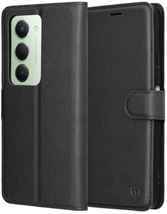 Techsuit für Xiaomi Redmi 15 4G, Redmi 15 5G Klapphülle mit Kartenfach, Geldfach, Staubschutz, Kratzfest, Präzise Aussparungen, Elegantes Design, Leather Folio Series, Schwarz