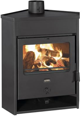 Kaminofen Eckmodell AM D 12,5 kW – Holzofen Ecke freistehend, BImSchV Stufe 2, EcoDesign 2022, EEK A, Eckkamin Ofen mit Sichtfenster