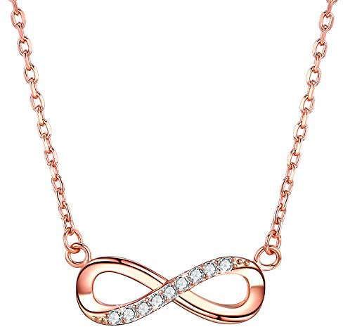 F.ZENI Kette Damen 925 Sterling Silber Funkeln Kubisches Zirkonia Kuss Halskette Akzent Unendlichkeit für immer Ketten für Damen