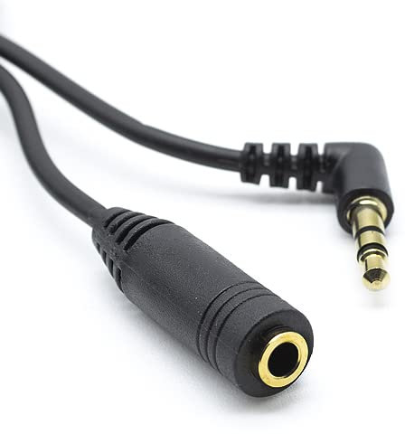 Cablepelado - Cavo prolunga con jack da 3,5 mm a gomito dorato, 0,5 m, colore nero