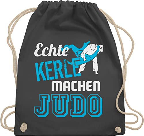 Turnbeutel Rucksack - Echte Kerle machen Judo - Unisize - Dunkelgrau - sport beuteltasche beutel kinder turnen tasche turnsäckchen gymsack taschen sporttasche baumwolle gym bag sporttaschen