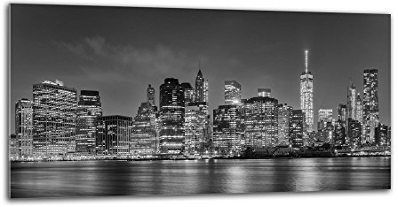 decorwelt Küchenrückwand Spritzschutz aus Glas 80x40 cm Wandschutz Herd Spüle Küchenspritzschutz Fliesenschutz Fliesenspiegel Küche Dekoglas New York Schwarz-Weiß