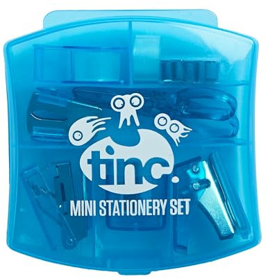 Tinc Mini-Schreibwarenset, mit wesentlichen Zubehörteilen, für Büro und Schule, 6er-Set, Farben Lila und Blau, kompakt und praktisch, für optimale Organisation