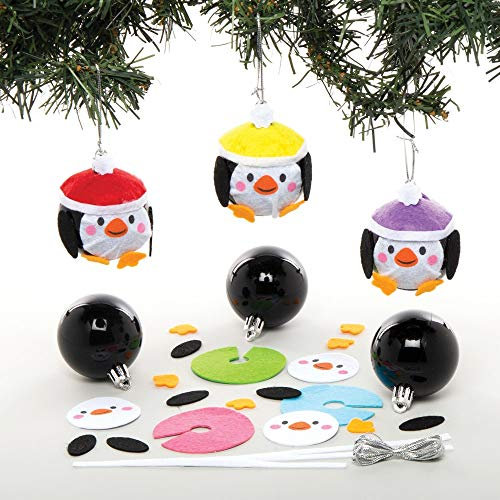 Baker Ross Penguin Bauble Kits – Pack of 6, Make Your Own Christmas Bauble Decoration, Christmas Decoration Craft Kit (AT241)