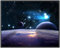 Wallario Wandbild - Planeten im Weltall in Premiumqualität, Poster mit schwarzem Rahmen, Größe: 40 x 50 cm