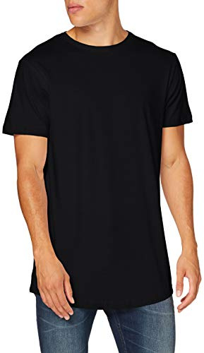 Build Your Brand Men's Shaped Long Tee T-Shirt (Pack of 1), Black (Black 2), XL