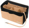 SIMBOOM Large Bag Organiser Insert, Women Handbag Insert Organizer with Detachable Bag and Key Chains (Black&Beige, L)