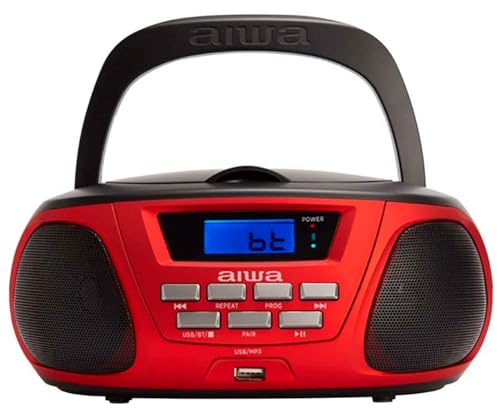 Aiwa BBTU-300RD AM/FM MP3/USB Portable CD Radio with Bluetooth