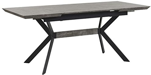Esstisch Betonoptik grau/schwarz 140/180 x 80 cm für 8 Personen MDF-Platte Benson