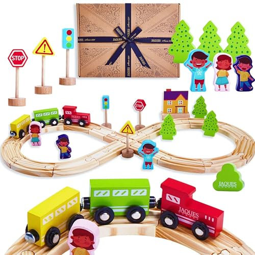 Train Set by Jaques of London | Wooden Toys for 1 2 3 4 5 Year Olds | Toy Train for Kids | Toddler Toys | Since 1795 | Beautiful Gift Packaging | Luxury Present by Jaques of London - Since 1795