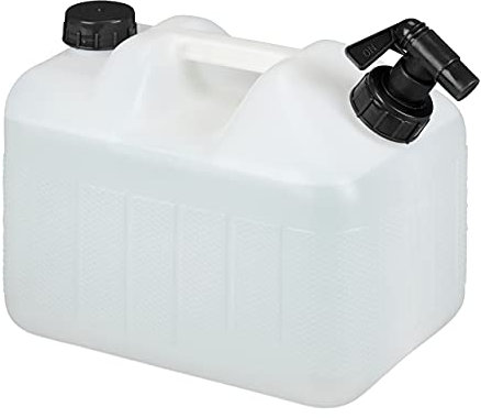 Relaxdays Jerrican d’Eau avec Robinet, Plastique sans BPA, Grande Ouverture, poignée, 10 litres, Noir et Blanc