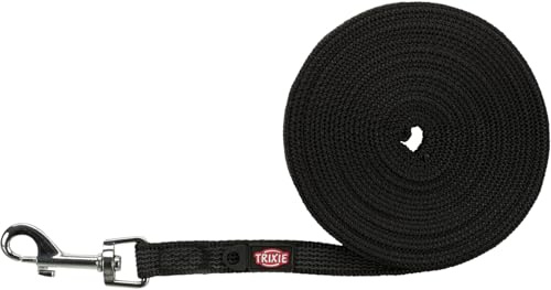 TRIXIE Hunde-Schleppleine S–M 15 m/15 mm, für Training & Auslauf – schwarz