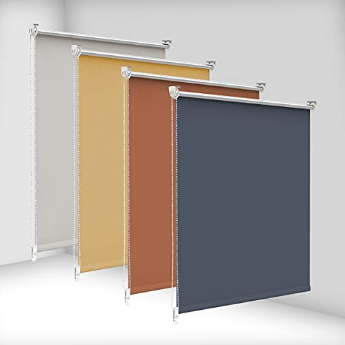 bobodeco Verdunklungsrollo ohne Bohren & mit Bohren, Verdunkelungsrollo Klemmfix, Dunkelblau B100x H140cm (Stoffbreite 100cm), Thermorollo Sichtschutz und Sonnenchutz, Rollos für Fenster & Tür