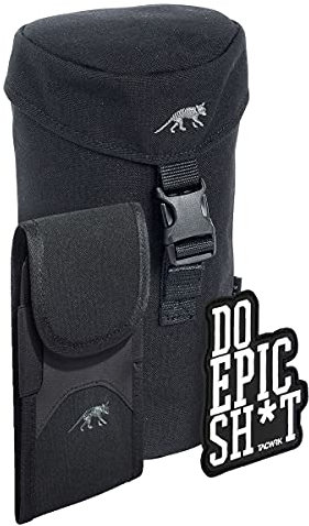 TACWRK x Tasmanian Tiger TT Bottle Holder + Tasmanian Tiger TT Phone Cover XL Rubber Fun Patch - Bundle Trinkflaschen-Tasche Molle + Smartphone-Tasche + Rubber Morale Patch