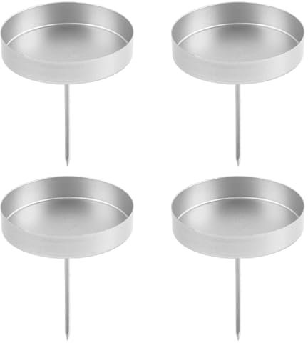 Kerzenhalter Adventskranz, 10 cm Kerzenständer Silber 4 Stück, Adventskerzenhalter Metall, Kerzenhalter Stumpenkerzen, Stabkerzenhalter Kerzenteller für Adventsgirlande Blumentopf Decoration