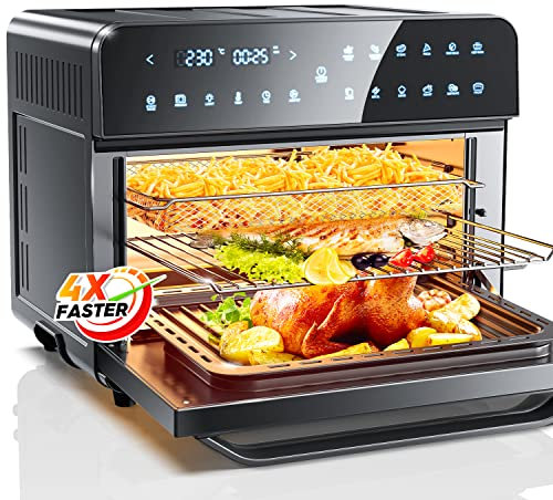 Freidora de Aire 25L, Freidora sin Aceite Acero Inoxidable con 12 Programas, Pantalla LED Táctil y Control de Temperatura Preciso (38-230 ℃), 1800W