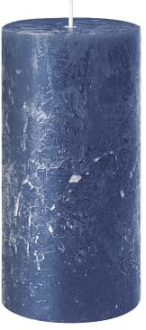 Rustik Stumpenkerze, Höhe 8 cm Ø 7 cm, Safe Candle, Brenndauer ca. 34 Stunden (nachtblau)