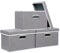 Yawinhe Storage Box with Lids 3 Pack, Collapsible Clothing Shelf Basket, for Organizing Clothes, 32x23x20cm, Grey, SNK023G-3