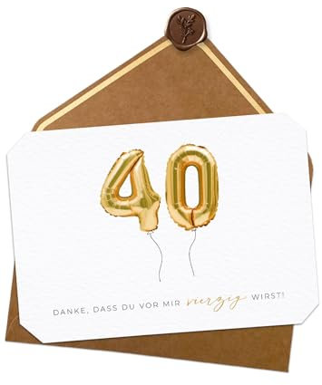 Joli Coon Danke dass du vor mir 40 wirst Klappkarte - A6 mit Naturkuvert und Wachssiegel - Geburtstagskarte 40 lustig